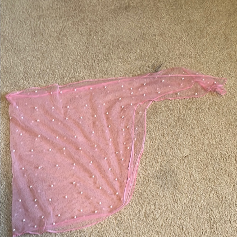 Pink Sheer Sarong with Pearl Accents